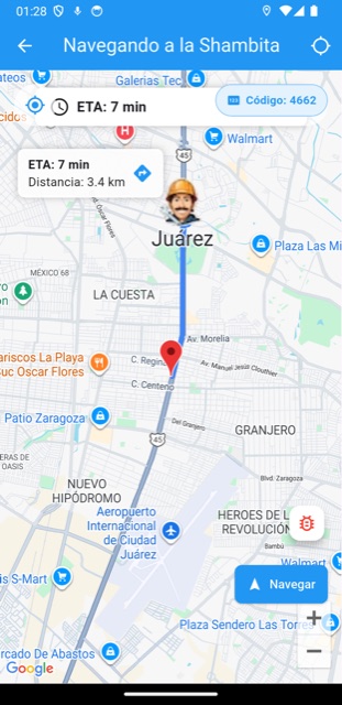 Pantalla de navegación en tiempo real hacia la Shambita