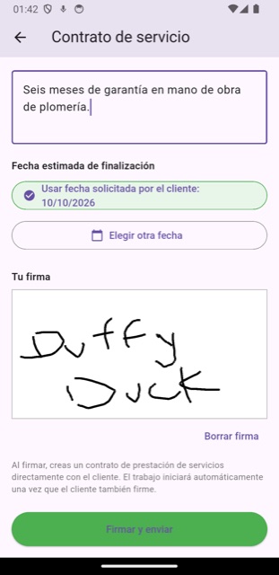 Firma el contrato de servicio